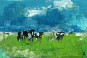Abstract Cows in Pasture by cartissi