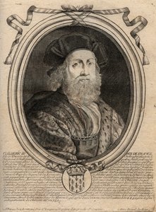 Dynasty of the Merovingians: Portrait of Childeric III (714-755) King of the Franks - Engraving from 
