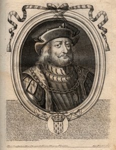 Portrait of Chilperic I, Merovingian King of France - Engraving from 