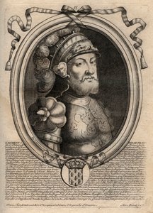 Portrait of Dagobert, King of the Francs from 628 to 638 - Dagobert (605-39) King of the Franks - engraving from 