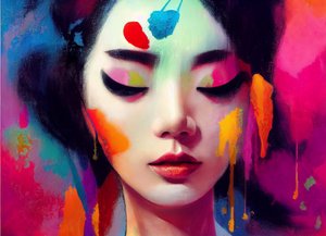Abstract Pastel Painting Beautiful Chinese Woman