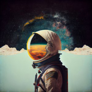 Abstract Lonely Astronaut in Space