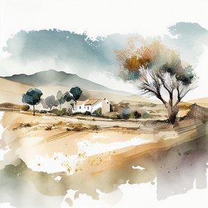 Abstract Watercolor Landscape, Southern Spain