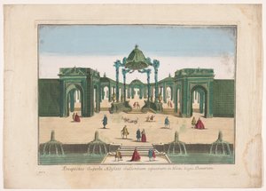 View of the Pergola and Fountains of a Garden of the King of Denmark by familie Remondini (attributed to)