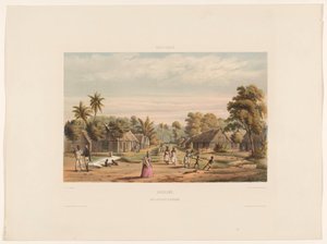 Slave Quarters on a Plantation, Slave Camp, Suriname. A Plantation Slave Camp