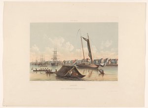 Waterfront and Roadstead in Paramaribo, Suriname. View of the Waterfront and Roadstead of Paramaribo by jonkheer Jacob Eduard van Heemskerck