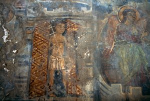 Angel, fresco in church of Plemeniana, Crete, Greece by Theodore Charles Ange Coquelin