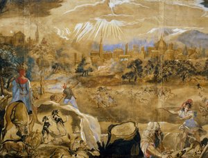 Deer hunting (with ideal view of Florence in background) (detail)