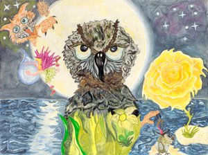 Owl by Full Moon