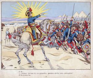 Campaign of Egypt: Napoleon leads his troops to the Battle of the Pyramids, July 21