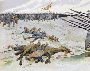 Franco-English War: soldiers who died at the Battle of Bouvines on 27/07/1214 which opposed the French army of Philippe Auguste to the Flemish and Welfs of Othon IV. in 
