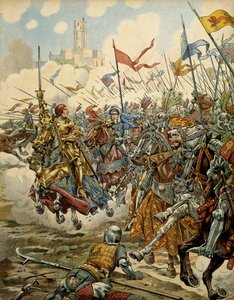 History of France in the Middle Ages: King Louis XI called the Prudent at the head of his army during the Battle of Montlery against the Ligue du Bien Public, July 16
