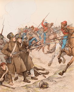 French military during the Napoleon campaigns nicknamed Marie Louise in 1815 fighting the Cossacks