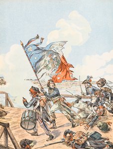 Napoleon Bonaparte at the Bridge of Arcole in 1796 by pseudonym for Onfray de Breville Jacques Job