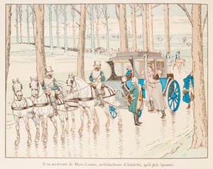 Napoleon Bonaparte goes to the front of Marie Louise of Austria before her marriage in 1810