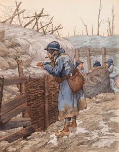 The Letter of the Soldier in a Trench Writing to His Family During the First World War