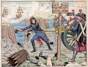 Napoleon at Toulon - (Toulon Siege) 1793 - lithograph by Job (Jacques Onfroy de Breville) from Le Grand Napoleon des Petites Enfants 1893 by pseudonym for Onfray de Breville Jacques Job
