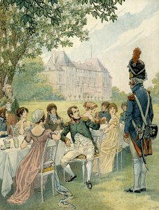 Napoleon I Bonaparte (1769-1821) during a lunch in the gardens of the castle of Malmaison