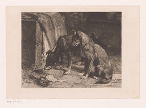 Two Dogs by a Rat Trap by van den Eyken (attributed to)
