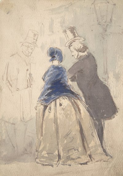 Street Scene from Vanity Fair, with Amelia, George Osborne and Dobbin, 1800-1819 by Jerry Barret