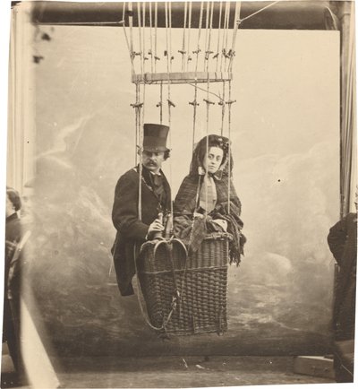 Self-Portrait with Wife Ernestine in a Balloon Gondola by (1820 1910) Nadar