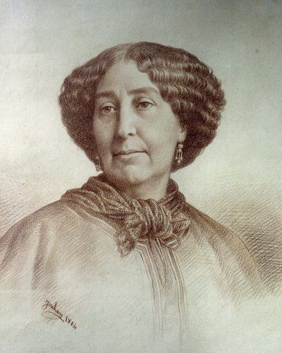 Portrait of the Woman of Letters George Sand (1804-1876) Aurore Dupin, Baroness Dudevant Drawing by Rene Jouhan (1835-?) from a photograph of Nadar by Nadar