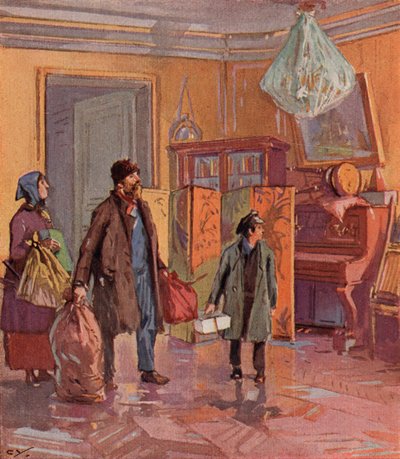 Working class Russian family taking possession of a bourgeois apartment after the Revolution by (after) Carrey