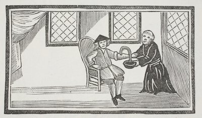 A representation of the treacherous monk bleeding him to death, illustration from 