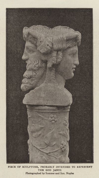 Piece of Sculpture, Probably Intended to Represent the God Janus by (after) English photographer