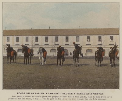 School of the Cavalryman on Horseback, Jumping on and off the Horse by (after) French Photographer
