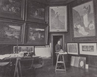 French Painter Pierre Puvis de Chavannes in His Studio by (after) French Photographer