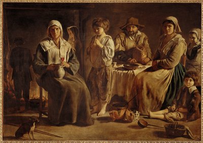 Famille de paysans dans un interieur by (after) Le Nain Brothers