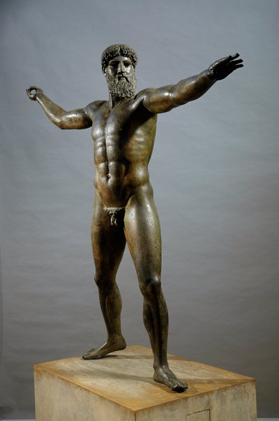 Poseidon (or Zeus) - Bronze sculpture attributed to sculptor Kalamis (480-460 BC) by (attr. to) Kalamis