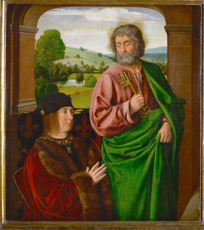 Pierre II, Sire de Beaujeu, Duke of Bourbon, Presented by Saint Peter by (fl.c.1483-c.1529) Master of Moulins