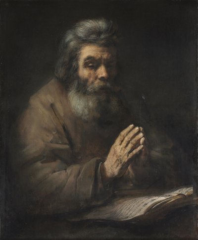 An Elderly Man in Prayer by (follower of) Rembrandt Harmensz. van Rijn