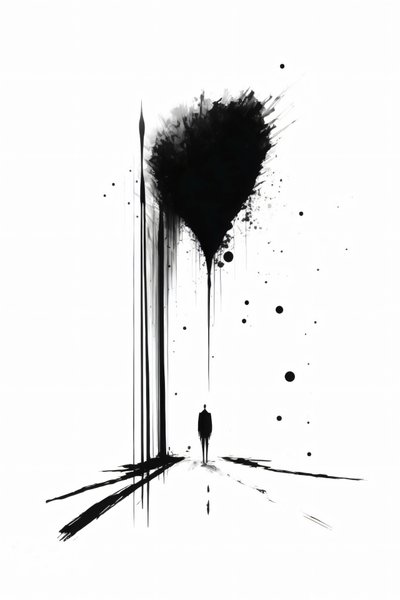Abstract Black & White Conceptual Art Silhouette of Solitude by F. Abderrahim