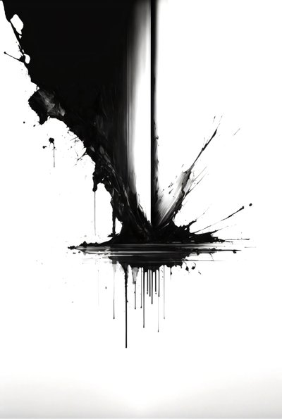 Abstract Ink Drawing, Black & White by F. Abderrahim