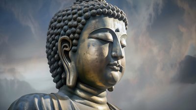 Buddha Portrait Sitting in Peaceful Meditation by F. Abderrahim