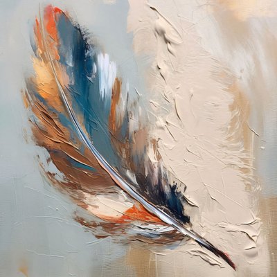 Feather Golden Blue Abstract by F. Abderrahim