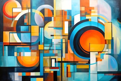 Geometric Abstract Fusion Bright Colors by F. Abderrahim