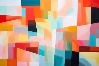 Geometric Acrylic Abstract Fusion Bright Colors by F. Abderrahim