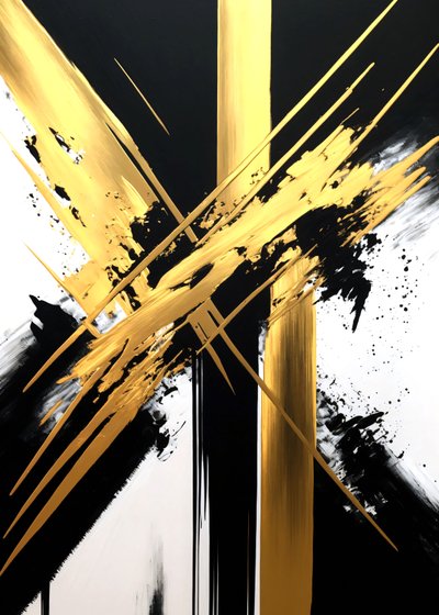 Gold and Black Painting by F. Abderrahim