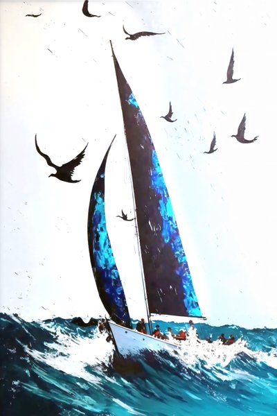 Ravens & Stormy Waves Abstract Expression by F. Abderrahim