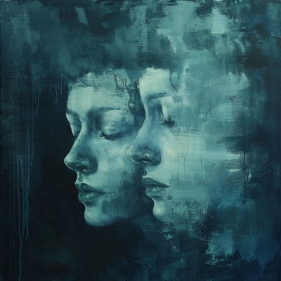 Double Face Painting in Sadness by F. Abderrahim