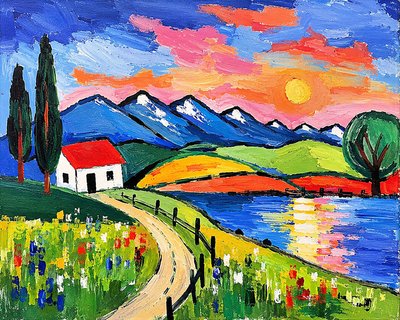 Sun Path at the Mountain Lake by Nomi Morina