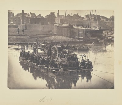 Raft of Blanket Boats Ferrying Field Artillery and Men Over Potomac River by A.J. Russell