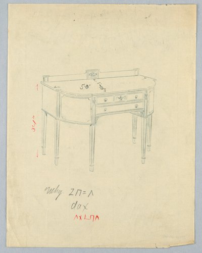 Design for Sideboard with Neo-Classical Vase Motifs by A.N. Davenport Co.
