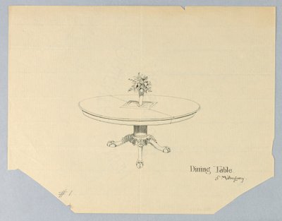 Design for a Dining Table of Mahogany with a Flower Vase by A.N. Davenport Co.
