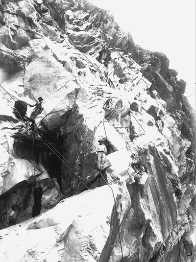 Excavators at work in a quarry of the 