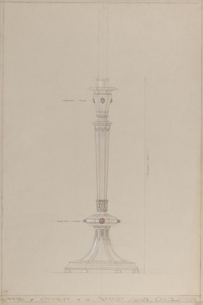 Chapel of Chivalry: proposed silver candlestick by A. Edward Jones and Co.